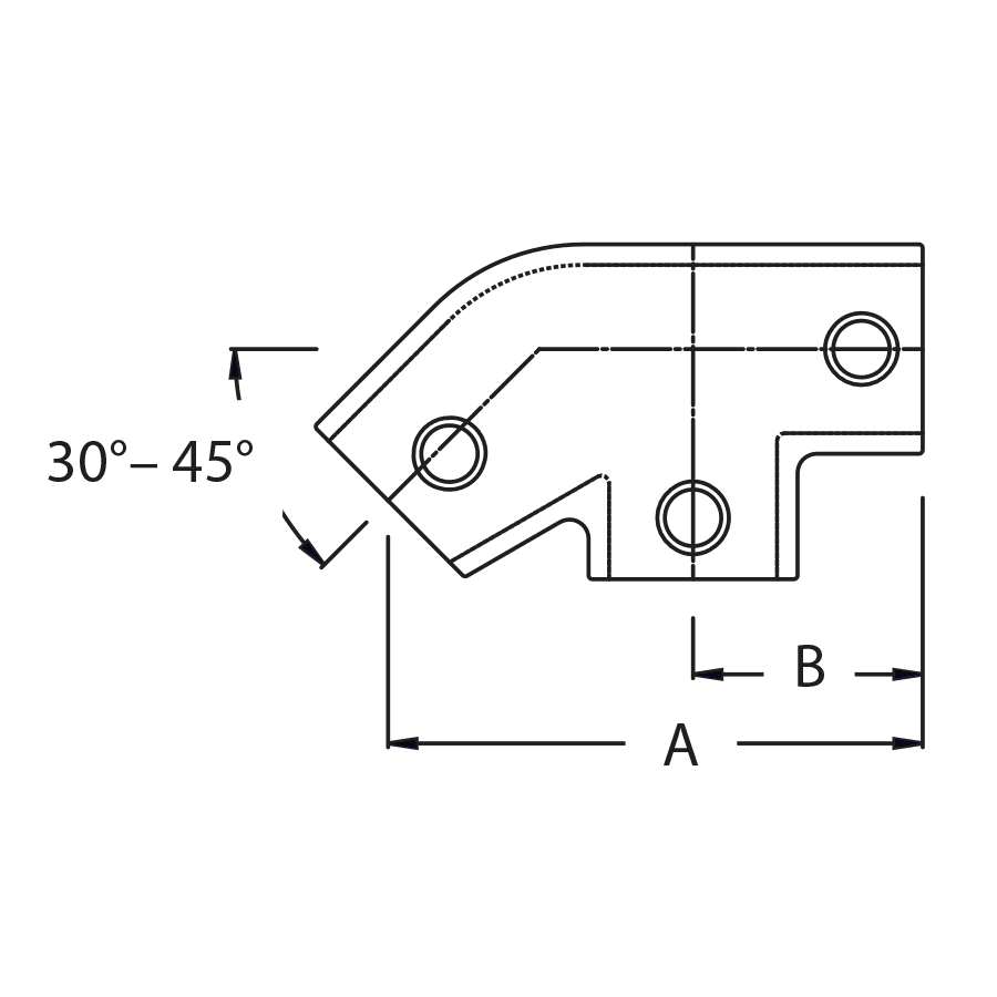 FastClamp C041 Level to Sloping Down Tee (30° to 45°), view 2